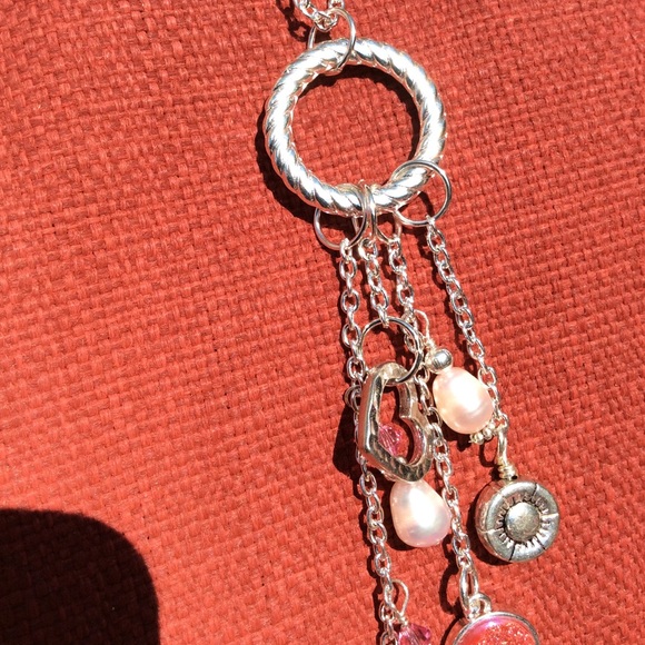 Bling necklace, freshwater pearls, pink - Picture 8 of 9